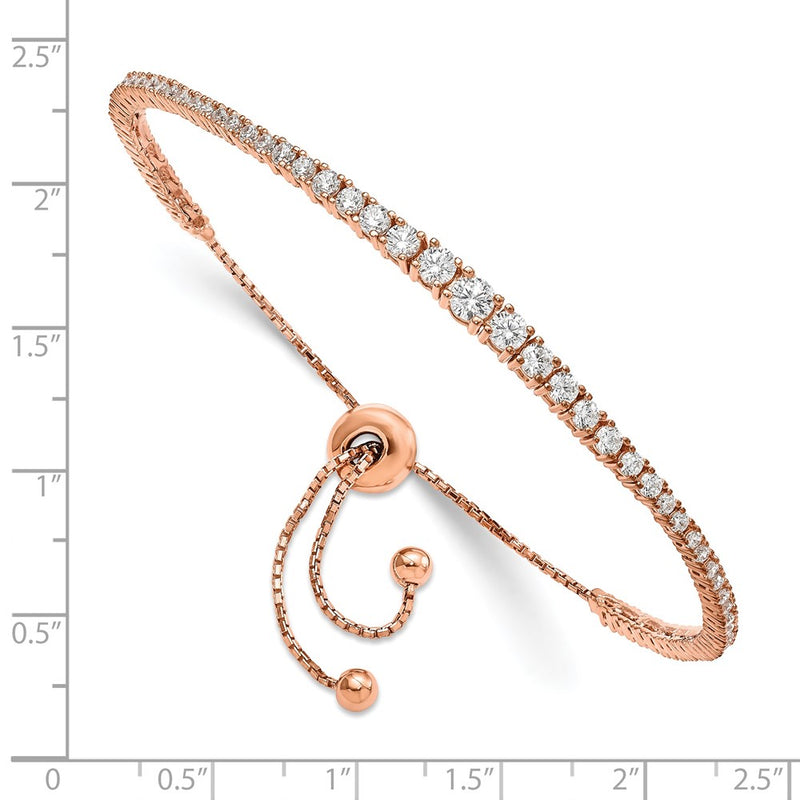 Sterling Silver Shimmer Rose-Tone Flash Rose Gold-Plated 67 Stone Graduated Cz Adjustable 5 Inch Up To 9 Bracelet
