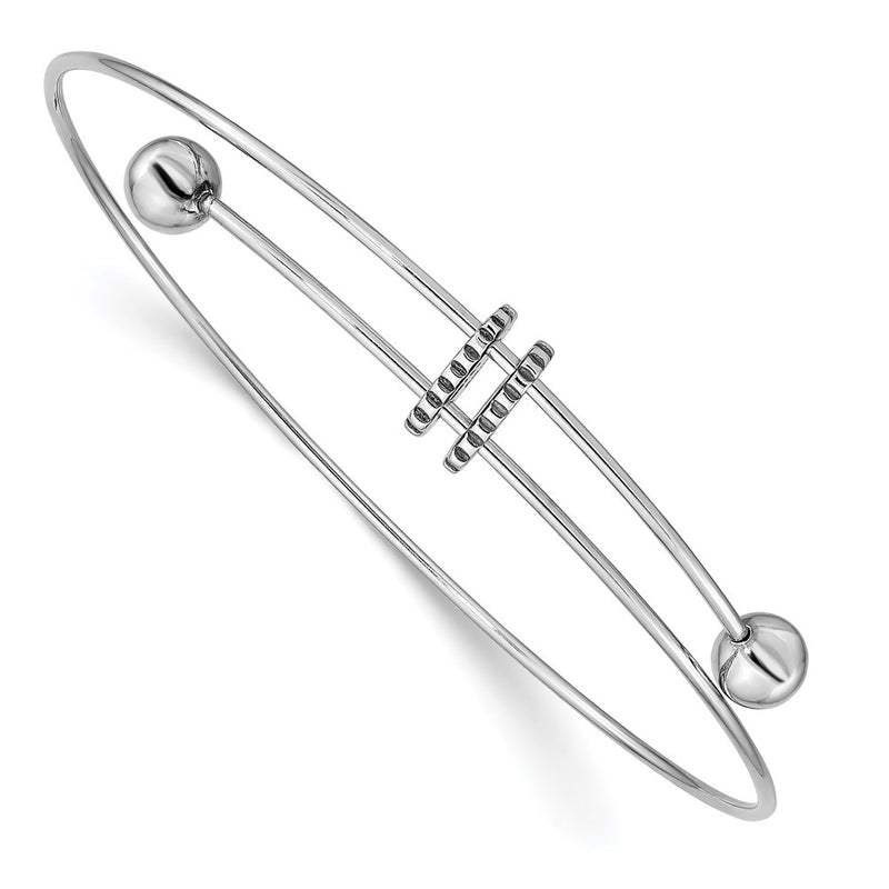 Sterling Silver Rhodium-Plated Polished Expandable Bangle