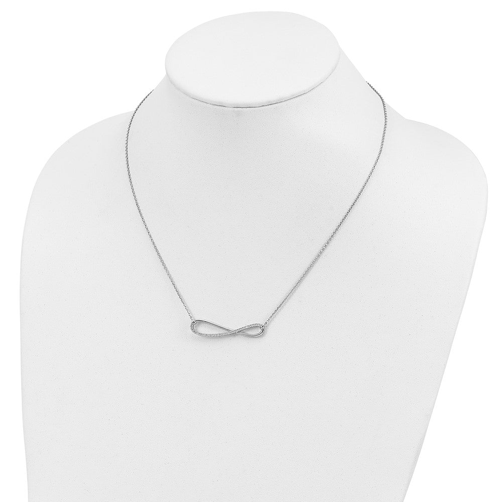 Sterling Silver Shimmer Rhodium-Plated 18.5 Inch 29 Stone Cz Infinity Symbol Necklace