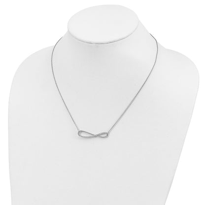 Sterling Silver Shimmer Rhodium-Plated 18.5 Inch 29 Stone Cz Infinity Symbol Necklace