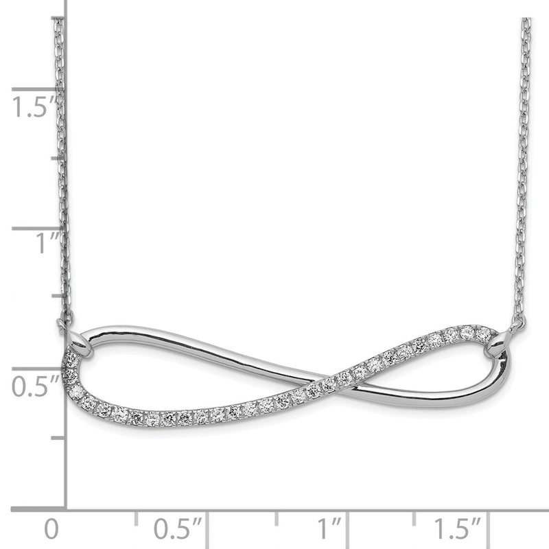 Sterling Silver Shimmer Rhodium-Plated 18.5 Inch 29 Stone Cz Infinity Symbol Necklace