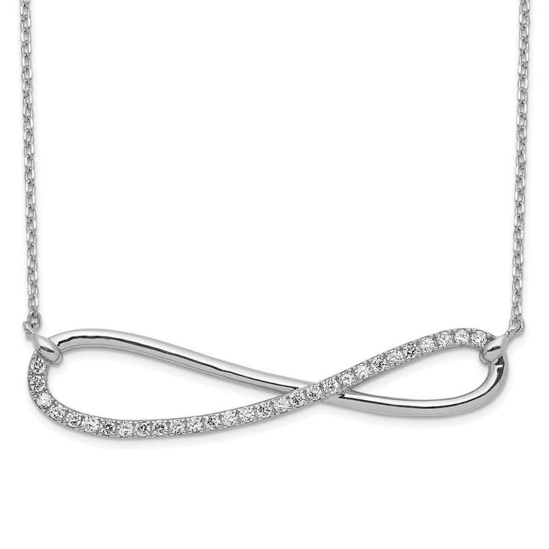 Sterling Silver Shimmer Rhodium-Plated 18.5 Inch 29 Stone Cz Infinity Symbol Necklace