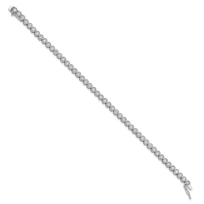 Sterling Silver Shimmer Rhodium-Plated 7 Inch 45 Stone Cz Tennis Bracelet