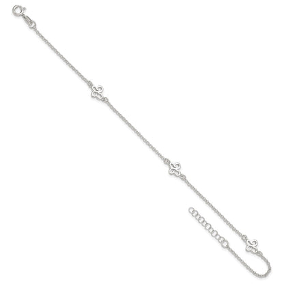 Sterling Silver Polished Butterfly 9In Plus 1In Ext Anklet