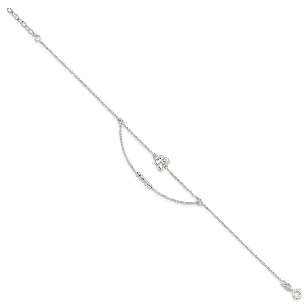 Sterling Silver Polished 9In Plus 1In Ext Butterfly Anklet