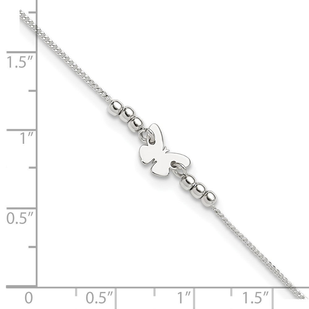 Sterling Silver Polished 9In Plus 1In Ext Butterfly Anklet