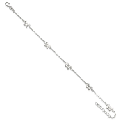 Sterling Silver Polished Butterfly 9In Plus 1In Ext Anklet