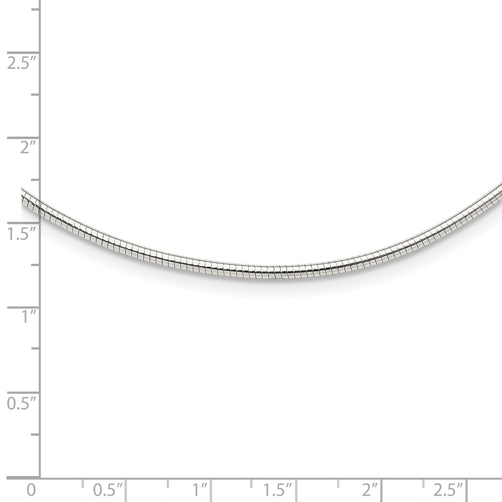 16 Inch Sterling Silver Round 2mm W/2In. Ext Neckwire Chain Necklace