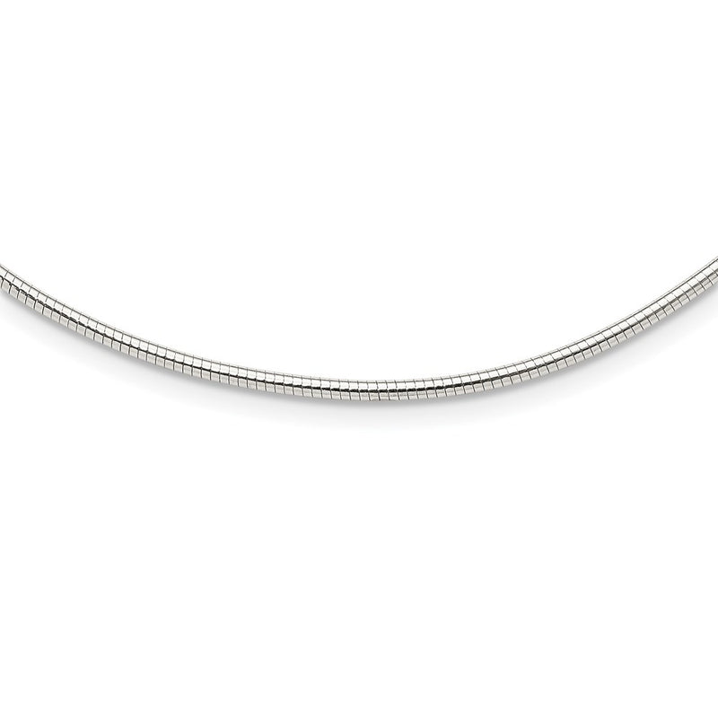 16 Inch Sterling Silver Round 2mm W/2In. Ext Neckwire Chain Necklace