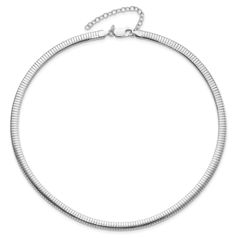 16 Inch Sterling Silver Rhodium-Plated 5.2mm W/2In. Ext Cubetto Chain Necklace