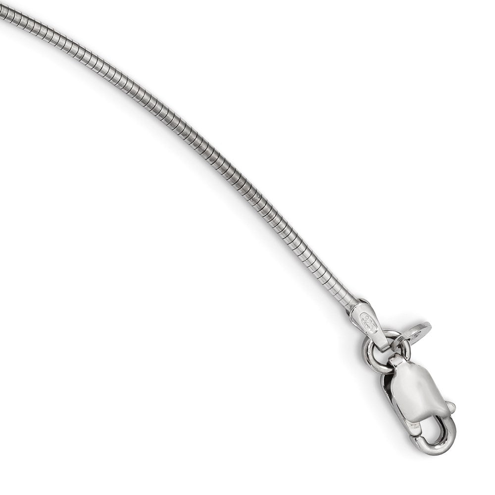 Sterling Silver Rhodium-Plated Cz W/2In Ext Round Omega Necklace
