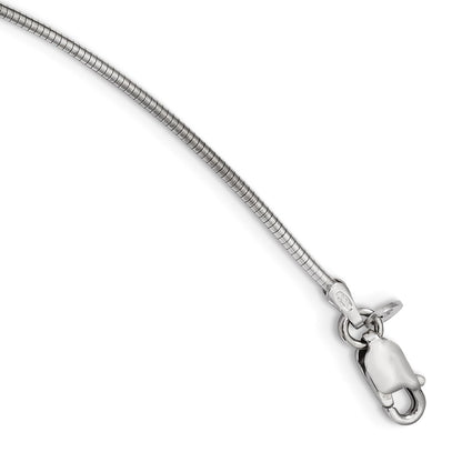 Sterling Silver Rhodium-Plated Cz W/2In Ext Round Omega Necklace