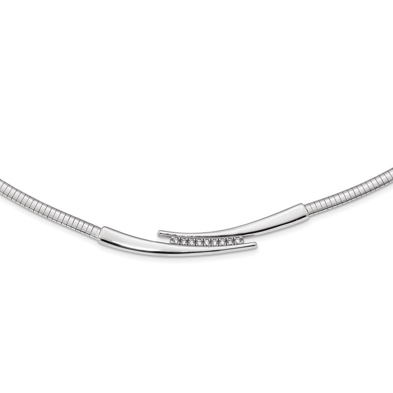 Sterling Silver Rhodium-Plated Cz Cubetto Chain Necklace