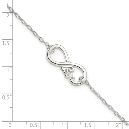 Sterling Silver Polished Infinity Sign W/Love 7.5 Inch Bracelet
