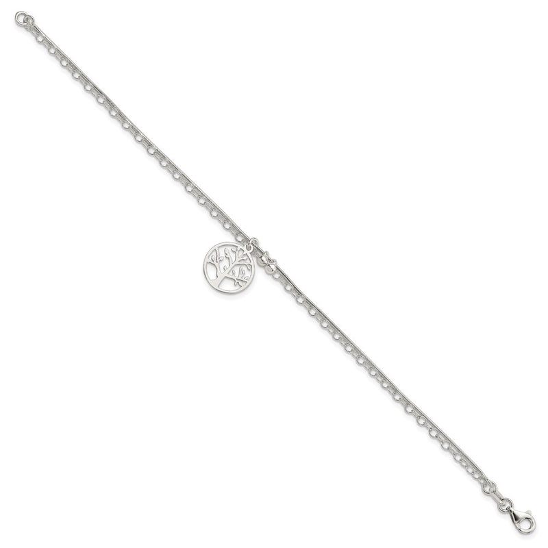 7.5 Inch Sterling Silver Polished 2-Strand Tree 7.5In Bracelet