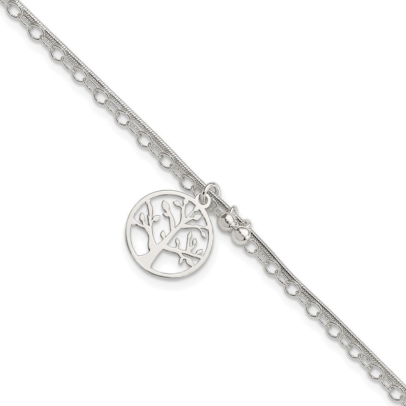 7.5 Inch Sterling Silver Polished 2-Strand Tree 7.5In Bracelet