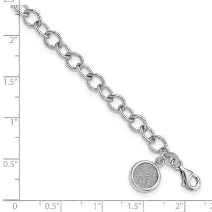 7.5 Inch Sterling Silver Rhodium-Plated Glitter Enamel Circle Bracelet
