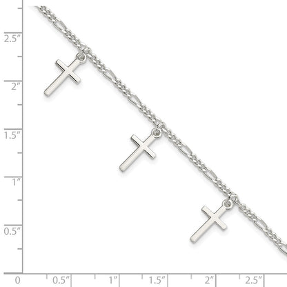 7.5 Inch Sterling Silver Polished Cross 7.5In Bracelet