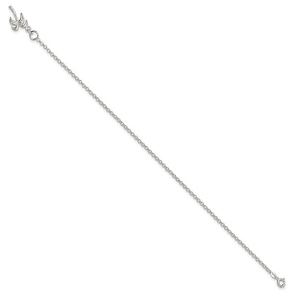Sterling Silver 10Inch Solid Polished Palm Tree Anklet