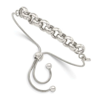 Sterling Silver Polished Adjustable Slip-On Bracelet