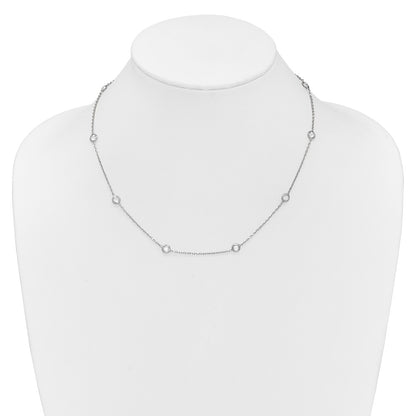 Sterling Silver Rhodium-Plated 9-Station Cz Polished Necklace