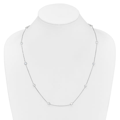 Sterling Silver Rhodium-Plated 11-Station Cz Polished Necklace
