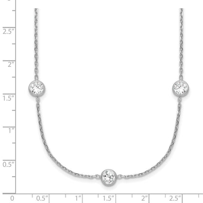 Sterling Silver Rhodium-Plated 11-Station Cz Polished Necklace