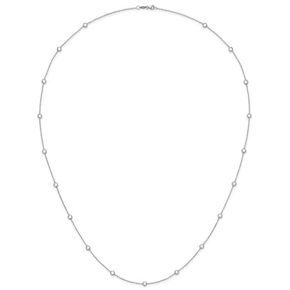 Sterling Silver Rhodium-Plated 16-Station Cz Polished Necklace