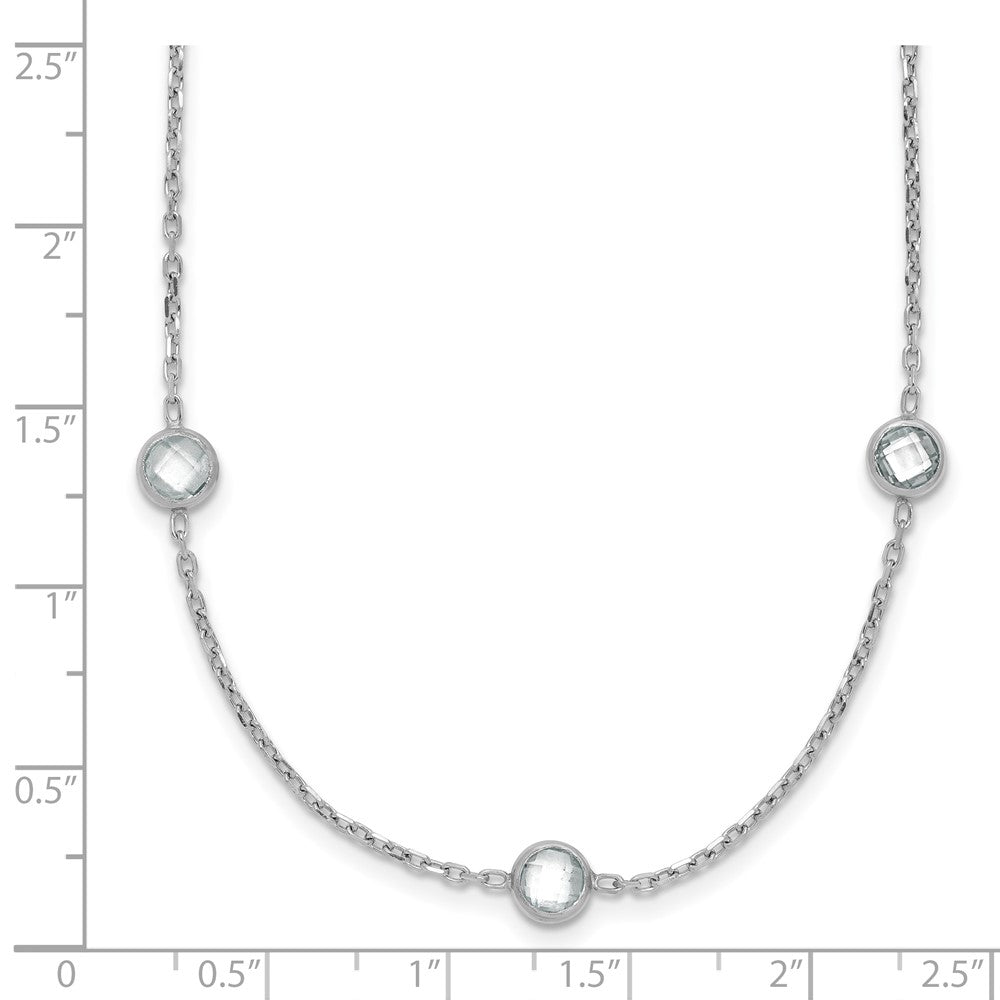 Sterling Silver Rhodium-Plated 16-Station Cz Polished Necklace
