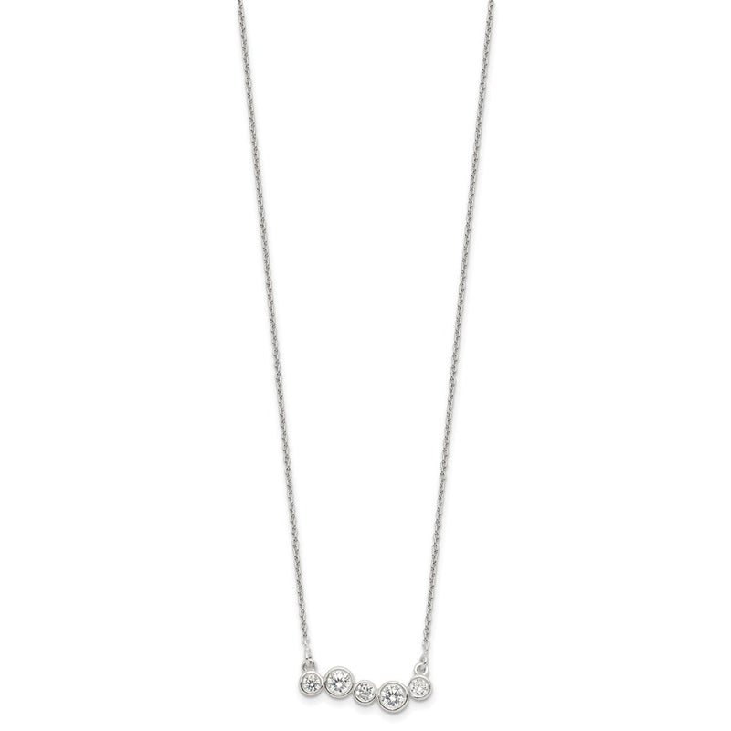 Sterling Silver Polished 5 Bezel Set Czs 16In Bar Necklace