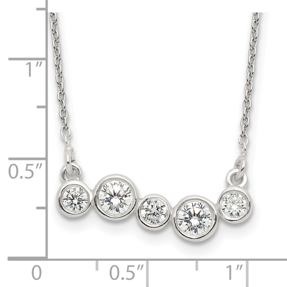 Sterling Silver Polished 5 Bezel Set Czs 16In Bar Necklace