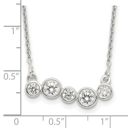 Sterling Silver Polished 5 Bezel Set Czs 16In Bar Necklace