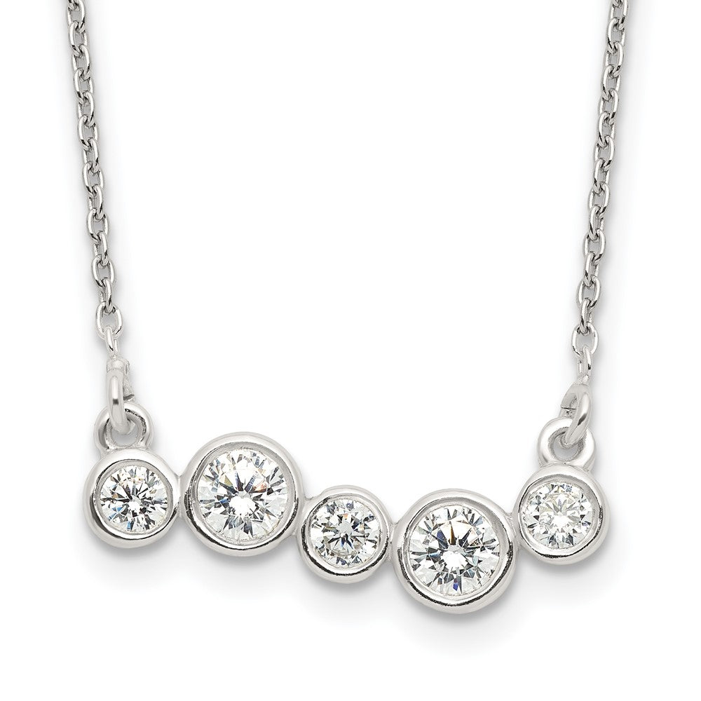 Sterling Silver Polished 5 Bezel Set Czs 16In Bar Necklace