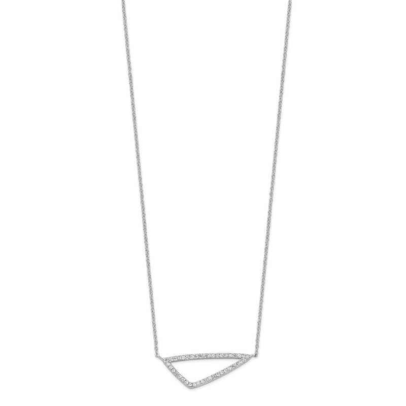 Sterling Silver Rhodium-Plated Cz Triangle Necklace