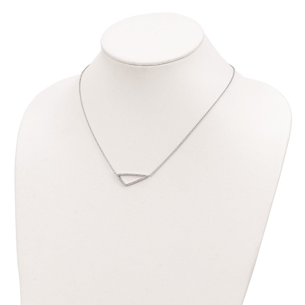 Sterling Silver Rhodium-Plated Cz Triangle Necklace