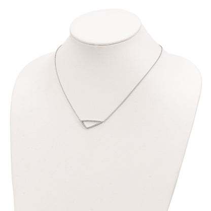 Sterling Silver Rhodium-Plated Cz Triangle Necklace
