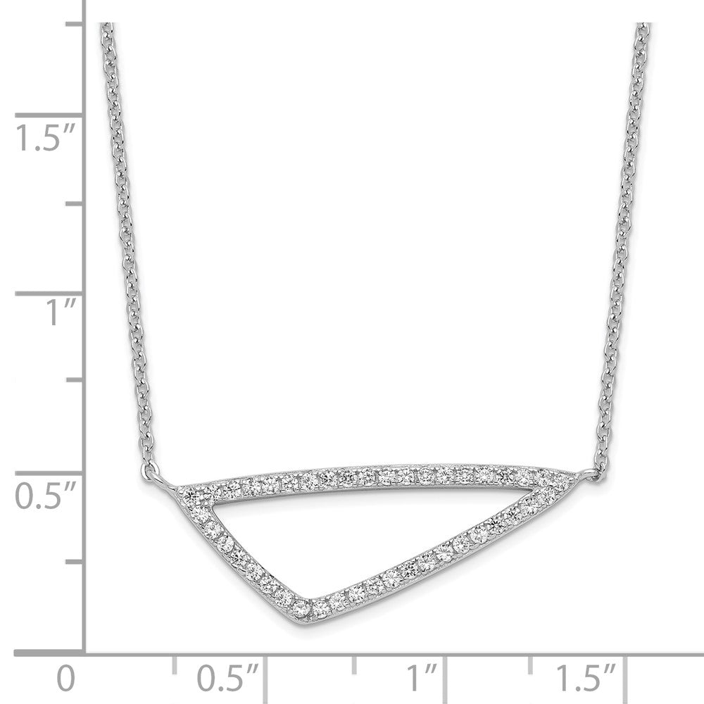 Sterling Silver Rhodium-Plated Cz Triangle Necklace