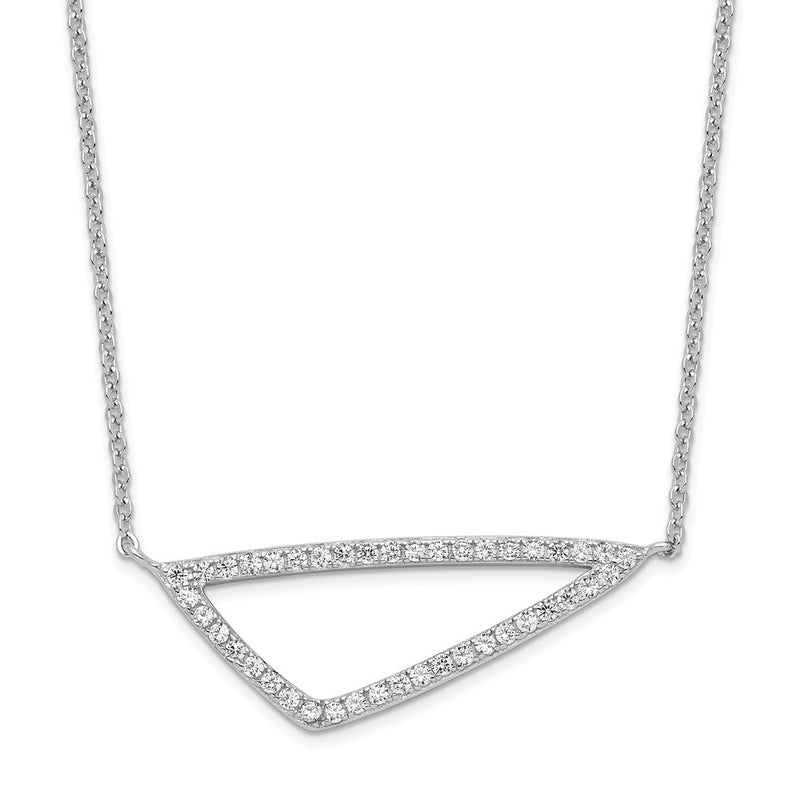 Sterling Silver Rhodium-Plated Cz Triangle Necklace
