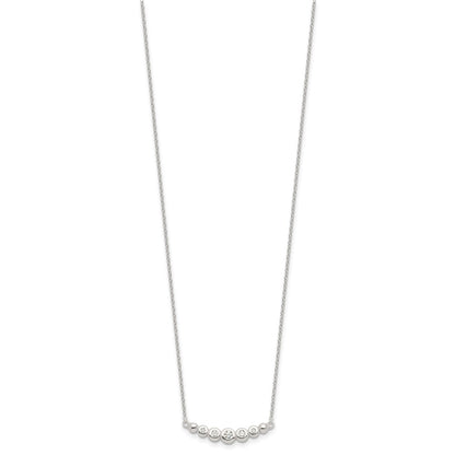 Sterling Silver Garduated Cz 18In Bar Necklace