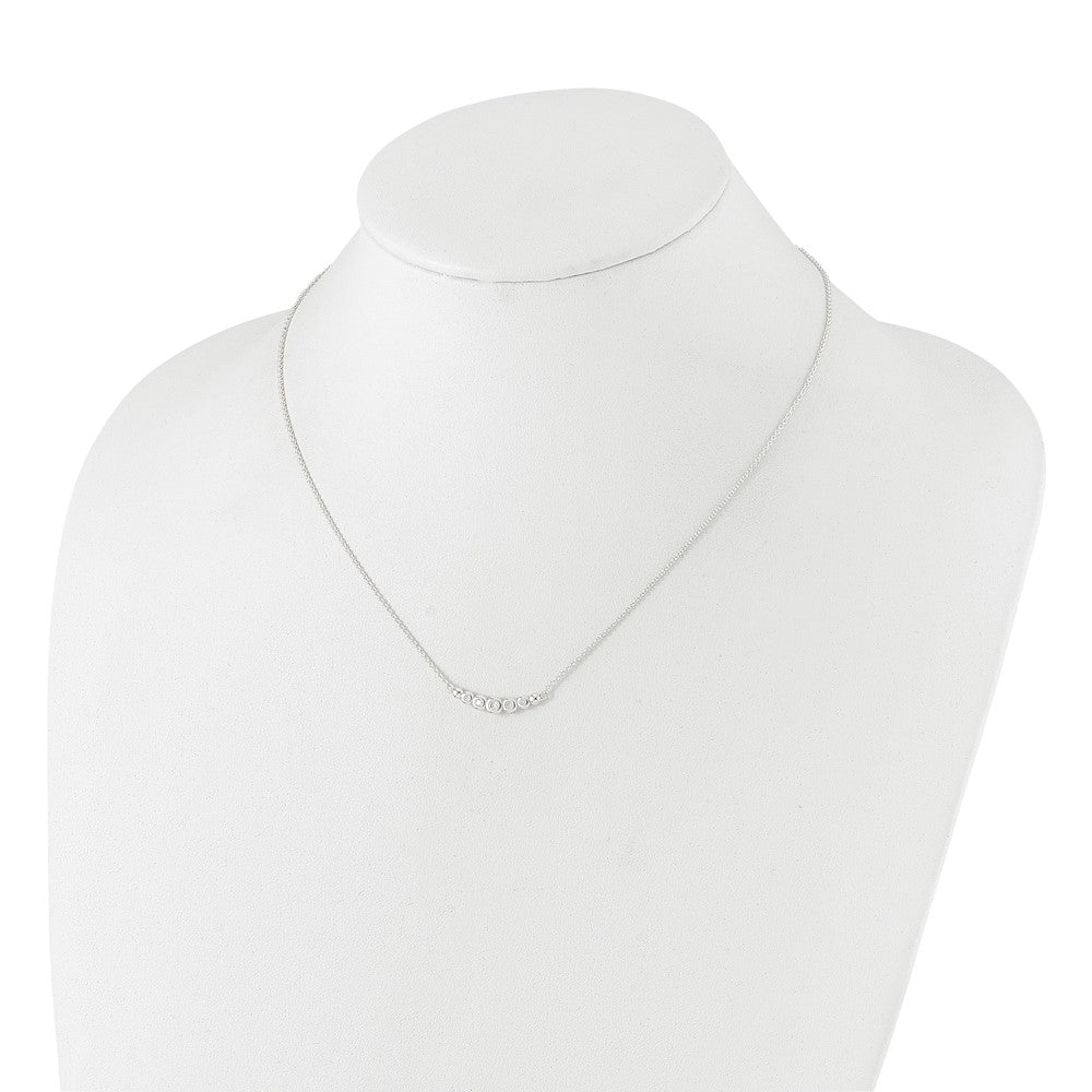 Sterling Silver Garduated Cz 18In Bar Necklace