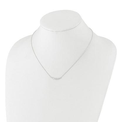 Sterling Silver Garduated Cz 18In Bar Necklace