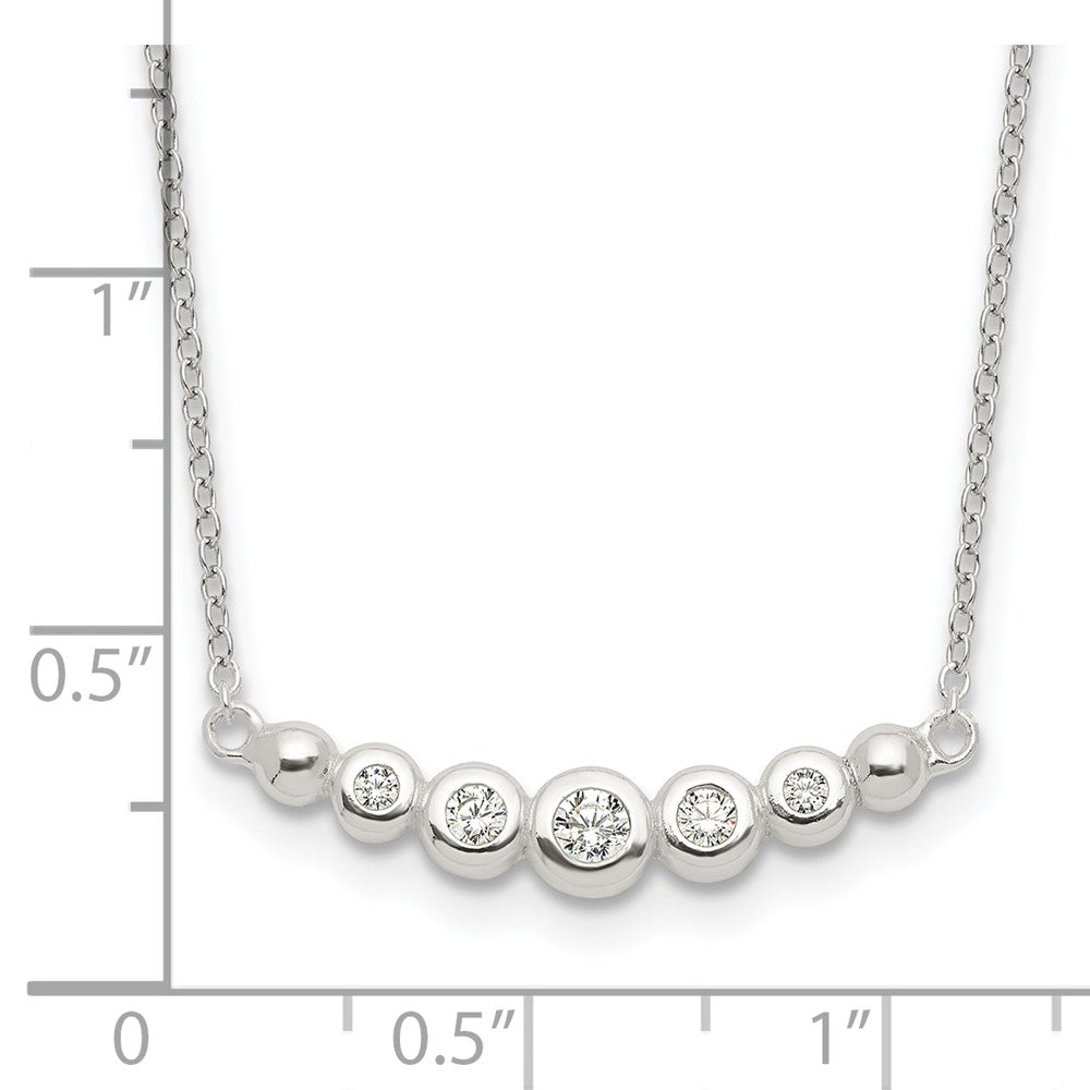 Sterling Silver Garduated Cz 18In Bar Necklace