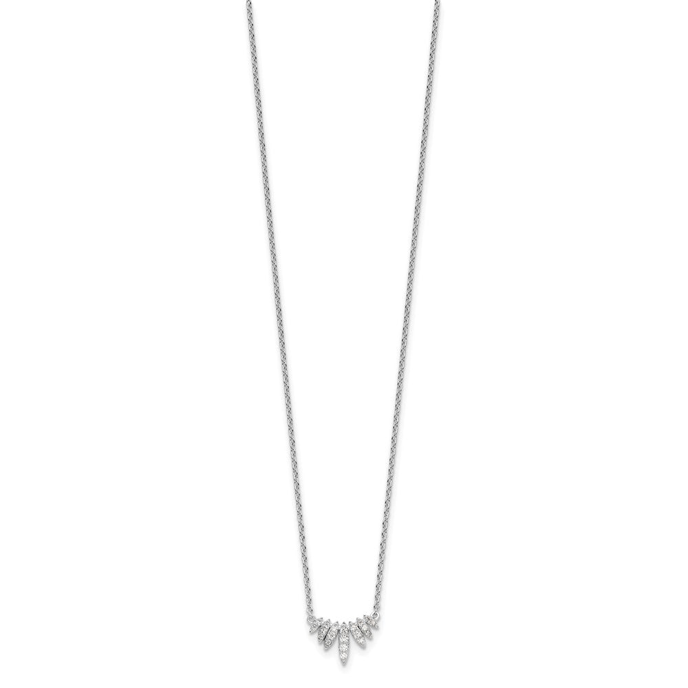 Sterling Silver Rhodium-Plated Cz 18In Necklace