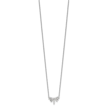 Sterling Silver Rhodium-Plated Cz 18In Necklace