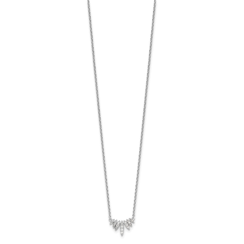 Sterling Silver Rhodium-Plated Cz 18In Necklace