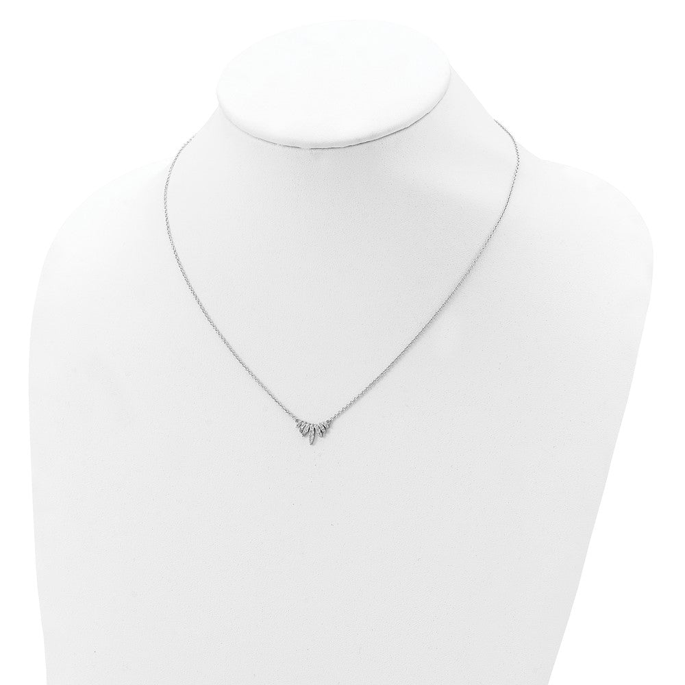 Sterling Silver Rhodium-Plated Cz 18In Necklace