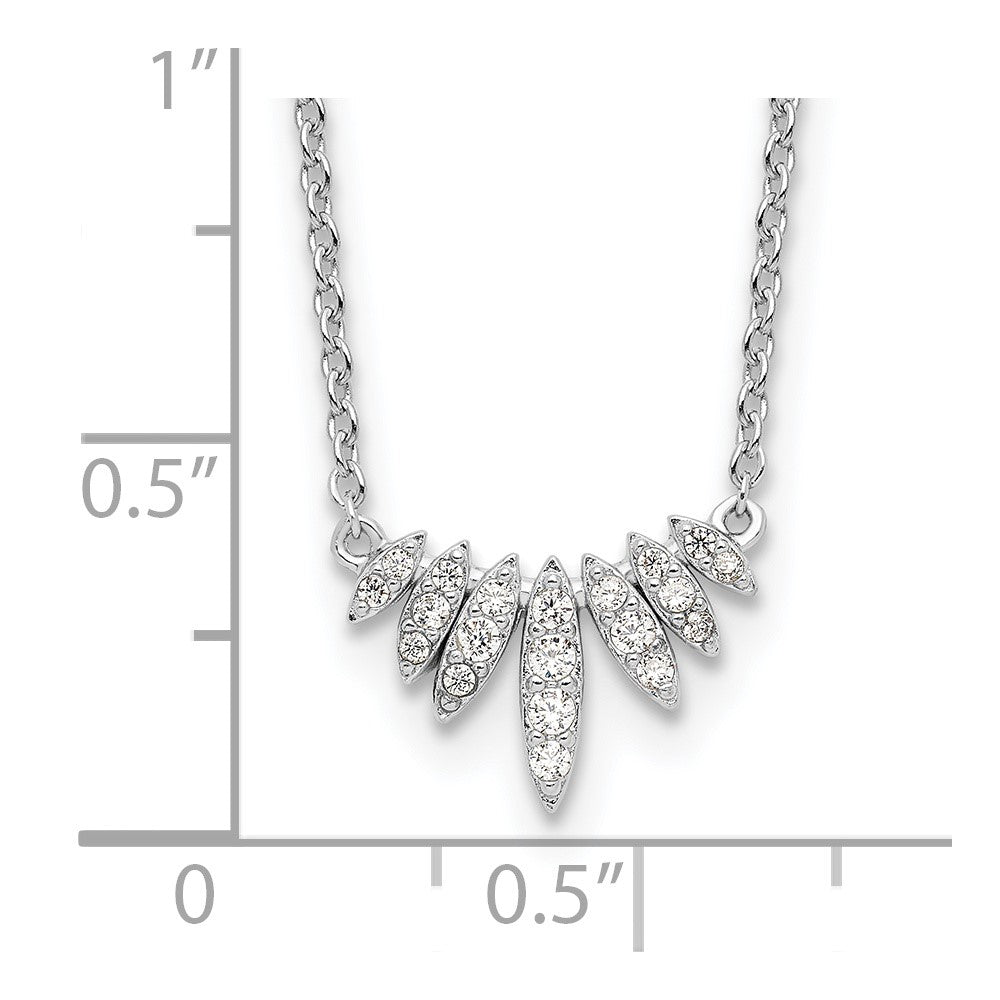 Sterling Silver Rhodium-Plated Cz 18In Necklace