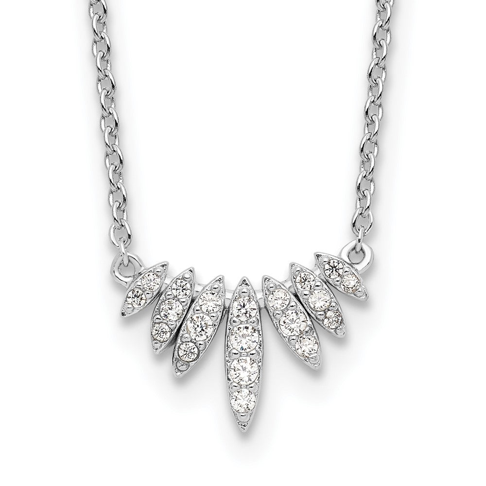 Sterling Silver Rhodium-Plated Cz 18In Necklace