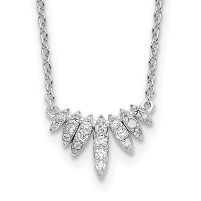 Sterling Silver Rhodium-Plated Cz 18In Necklace