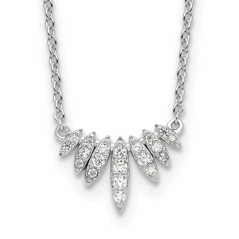 Sterling Silver Rhodium-Plated Cz 18In Necklace